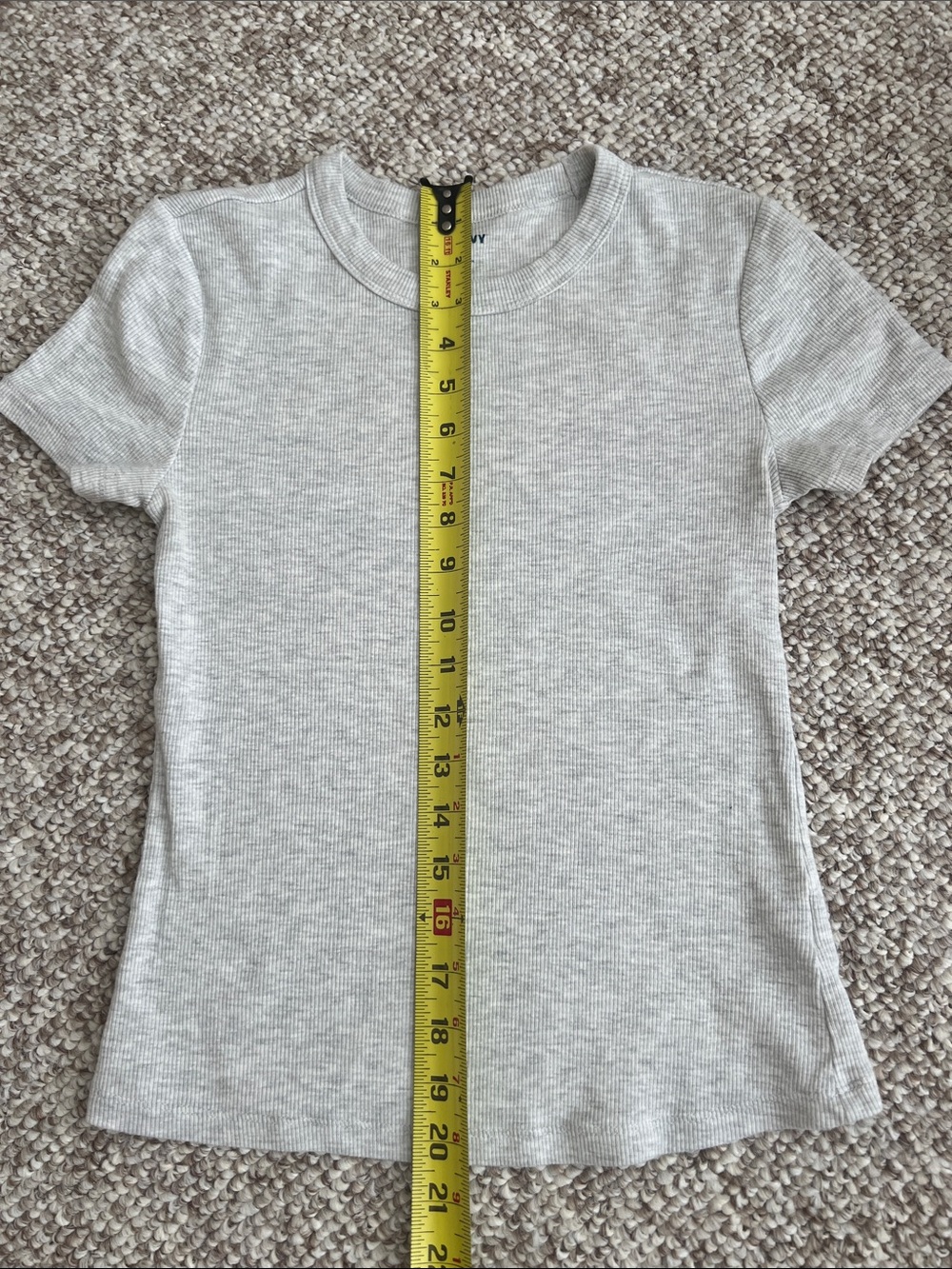 Old Navy Light Heather Gray Ribbed Short Sleeve Snug T-Shirt (S Tall) - Picture 8 of 8
